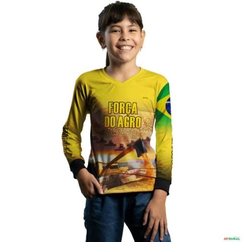 Camisa Agro BRK Amarela Produtor de Soja com UV50 + -  Gênero: Infantil Tamanho: Infantil PP