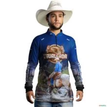 Camisa Agro Azul Brk Cowboy Cavalgada com Uv50 -  Gênero: Masculino Tamanho: XG