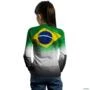 Camisa Agro BRK Verde e Branca Brasil Agro com UV50 + -  Gênero: Infantil Tamanho: Infantil XXG
