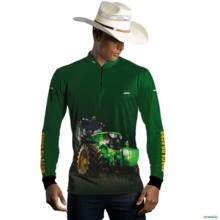 Camisa Agro BRK Força do Agro Trator Verde com UV50 + -  Gênero: Masculino Tamanho: XXG