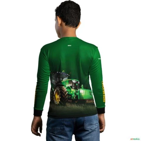 Camisa Agro BRK Força do Agro Trator Verde com UV50 + -  Gênero: Infantil Tamanho: Infantil GG
