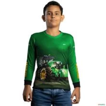 Camisa Agro BRK Força do Agro Trator Verde com UV50 + -  Gênero: Infantil Tamanho: Infantil XXG