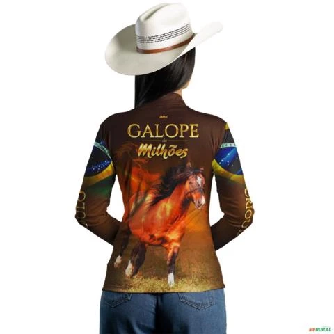 Camisa Agro BRK Galope de Milhões com Proteção Solar UV50+ -  Gênero: Feminino Tamanho: Baby Look P