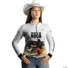 Camisa Agro BRK Made in Roça Gado Cruzado com UV50 + -  Gênero: Feminino Tamanho: Baby Look XG