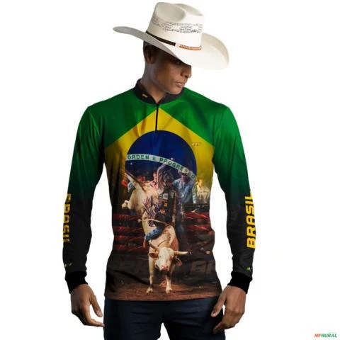 Camisa Agro Brk Rodeio Brasil com Proteção Solar UV  50+ -  Gênero: Masculino Tamanho: M