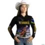 Camisa Country Feminina Brk Três Tambores com Uv50 -  Gênero: Feminino Tamanho: Baby Look XXG