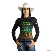 Camisa Agro BRK Respeita o Agro com UV50 + -  Gênero: Feminino Tamanho: Baby Look P
