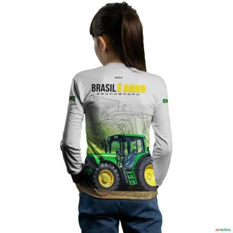 Camisa Agro BRK Branca Brasil é Agro com UV50 + -  Gênero: Infantil Tamanho: Infantil PP