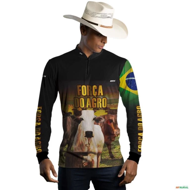 Camisa Agro Brk Força do Agro Carne Bovina com Uv50 -  Gênero: Masculino Tamanho: XXG