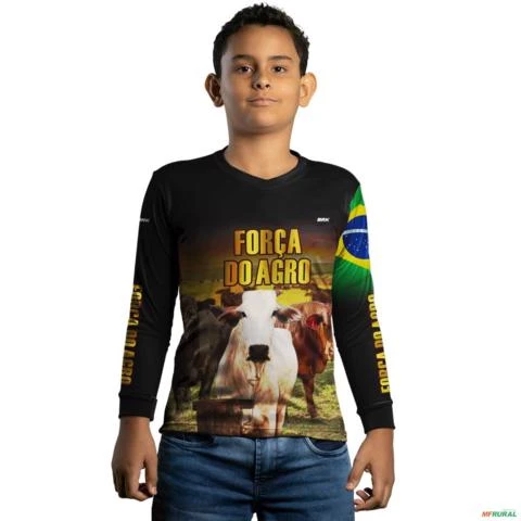 Camisa Agro Brk Força do Agro Carne Bovina com Uv50 -  Gênero: Infantil Tamanho: Infantil PP
