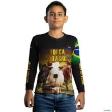 Camisa Agro Brk Força do Agro Carne Bovina com Uv50 -  Gênero: Infantil Tamanho: Infantil GG