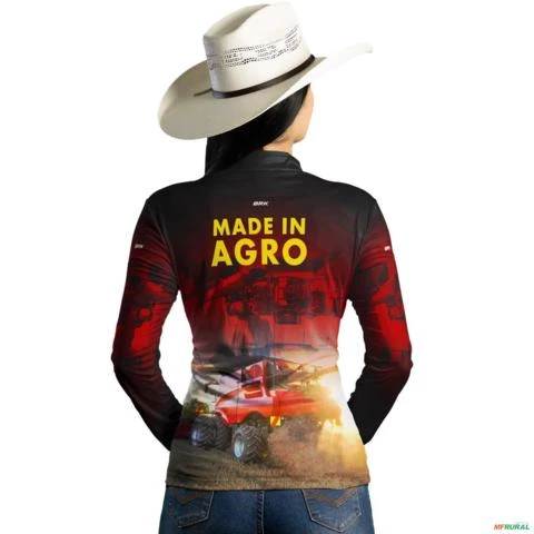 Camisa Agro BRK Vermelha Colheitadeira Made in Agro com UV50 + -  Gênero: Feminino Tamanho: Baby Look M