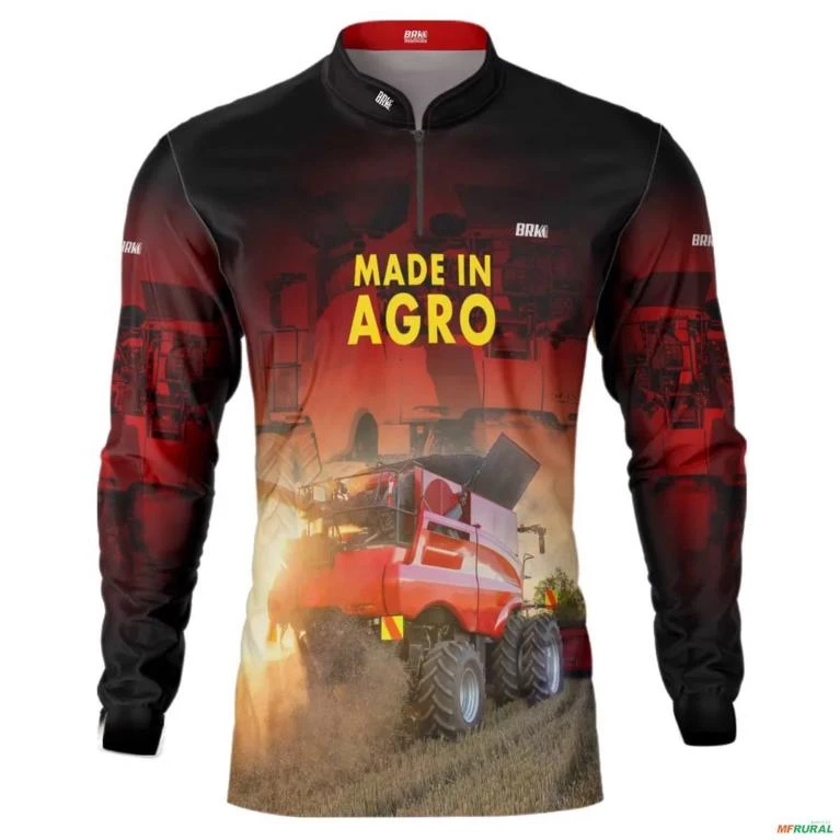 Camisa Agro BRK Vermelha Colheitadeira Made in Agro com UV50 + -  Gênero: Infantil Tamanho: Infantil P