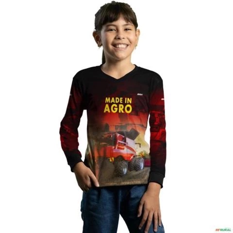 Camisa Agro BRK Vermelha Colheitadeira Made in Agro com UV50 + -  Gênero: Infantil Tamanho: Infantil XG