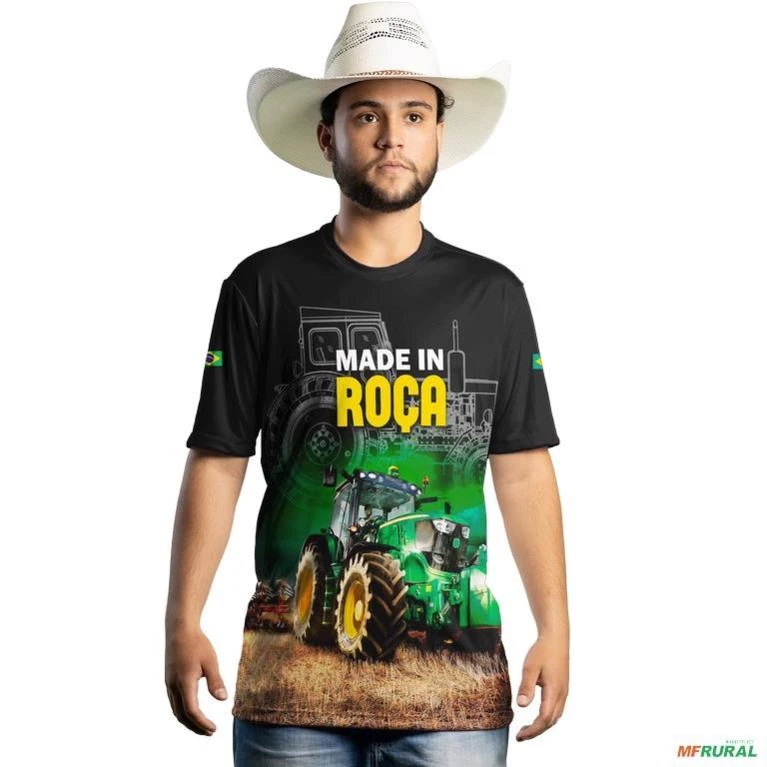 Camiseta Agro Brk Trator Verde Made in Roça com UV50+ -  Gênero: Masculino Tamanho: XG