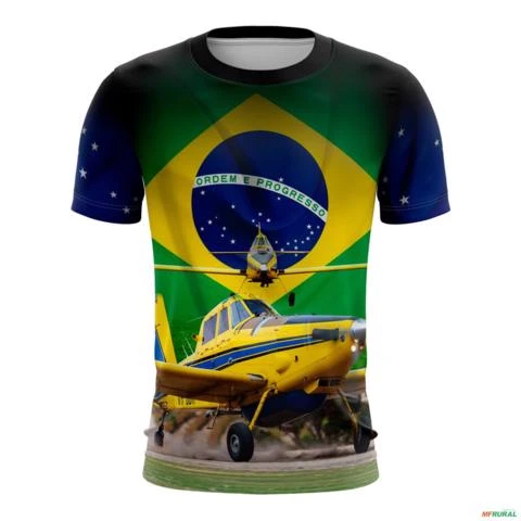 Camiseta Brasil Patriota Avião Agricola Proteção Solar UV50+ -  Gênero: Masculino Tamanho: PP