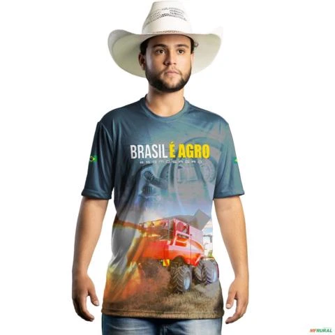Camiseta Brk Brasil é Agro Colheitadeira Com Proteção Solar UV50+ -  Gênero: Masculino Tamanho: G