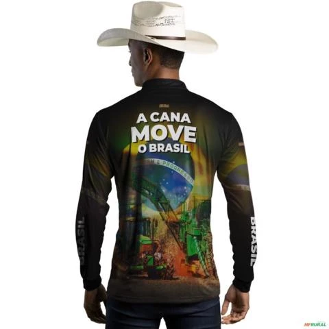 Camisa Agro BRK A Cana Move o Brasil com UV50 + -  Gênero: Masculino Tamanho: GG