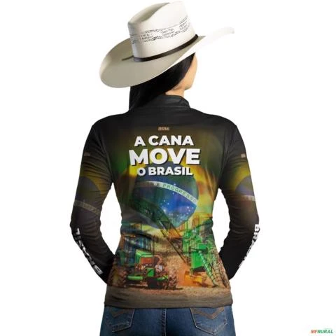 Camisa Agro BRK A Cana Move o Brasil com UV50 + -  Gênero: Feminino Tamanho: Baby Look P