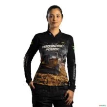 Camisa Agro BRK Maquinário Pesado Bulldozer com UV50 + -  Gênero: Feminino Tamanho: Baby Look G