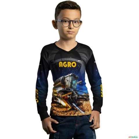 Camisa Agro BRK Colheitadeira Agro com UV50 + -  Gênero: Infantil Tamanho: Infantil G