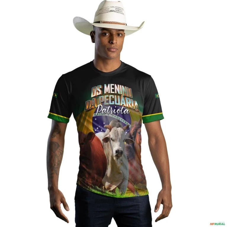 Camiseta Agro Brk - Os Meninu da Pecuária Brasil Patriota com UV50+ -  Gênero: Masculino Tamanho: M