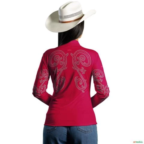Camisa Country Feminina Brk Boiadeira Rosa 2 com Uv50 -  Gênero: Feminino Tamanho: Baby Look P