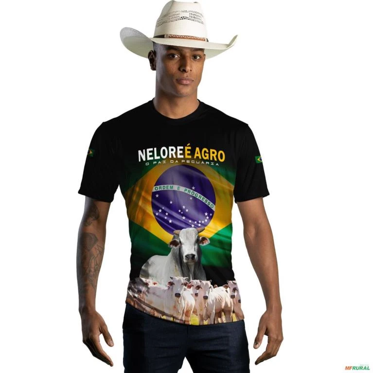 Camiseta Agro Brk Nelore Raça Forte Brasil com Uv50 -  Gênero: Masculino Tamanho: XXG