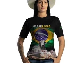 Camiseta Agro Brk Nelore Raça Forte Brasil com Uv50 -  Gênero: Feminino Tamanho: Baby Look XXG