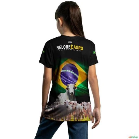 Camiseta Agro Brk Nelore Raça Forte Brasil com Uv50 -  Gênero: Infantil Tamanho: Infantil G