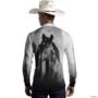 Camisa Country BRK Branca Cavalo Mangalarga com UV50 + -  Gênero: Masculino Tamanho: XXG