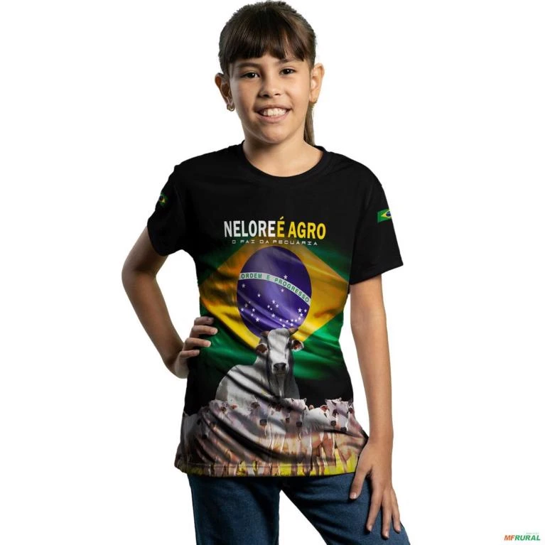 Camiseta Agro Brk Nelore Raça Forte Brasil com Uv50 -  Gênero: Infantil Tamanho: Infantil XXG
