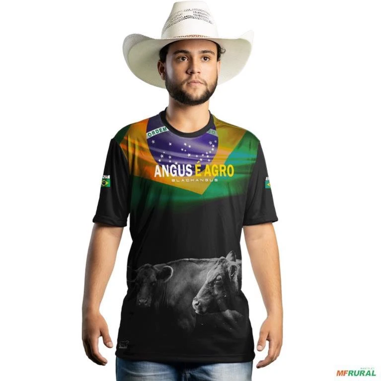 Camiseta Agro Brk Gado Angus com Uv50 -  Gênero: Masculino Tamanho: P