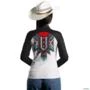 Camisa Agro Feminina Brk Apache Branca e Preta com Uv50 -  Gênero: Feminino Tamanho: Baby Look XG