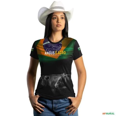 Camiseta Agro Brk Gado Angus com Uv50 -  Gênero: Feminino Tamanho: Baby Look P