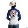 Camisa Agro Feminina Brk Apache Branca e Azul com Uv50 -  Gênero: Feminino Tamanho: Baby Look G