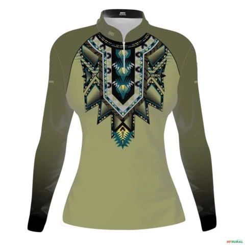 Camisa Agro BRK Feminina  Verde Militar Apache com UV50 + -  Gênero: Feminino Tamanho: Baby Look XG