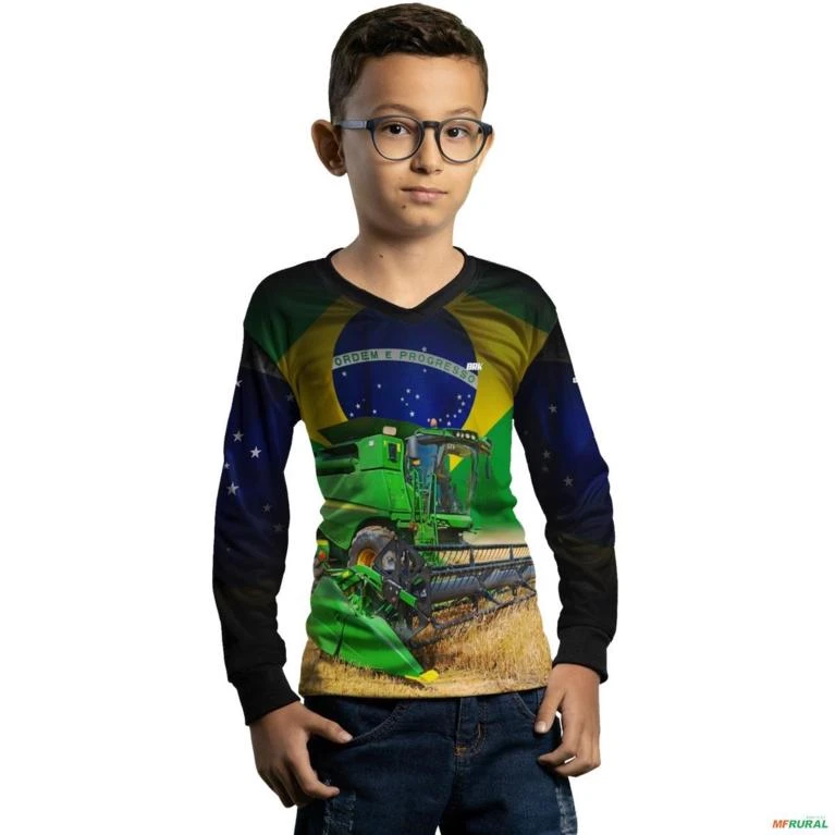 Camisa Agro BRK Colheitadeira com UV50 + -  Tamanho: Infantil XG