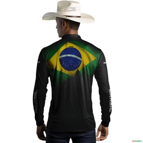 Camisa Agro Brk Bandeira Brasil com Uv50 -  Gênero: Masculino Tamanho: GG