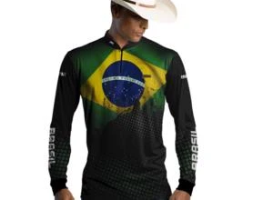 Camisa Agro Brk Bandeira Brasil com Uv50 -  Gênero: Masculino Tamanho: P