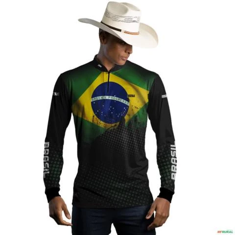 Camisa Agro Brk Bandeira Brasil com Uv50 -  Gênero: Masculino Tamanho: XXG