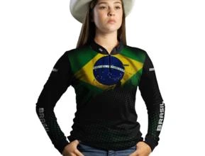 Camisa Agro Brk Bandeira Brasil com Uv50 -  Gênero: Feminino Tamanho: Baby Look PP