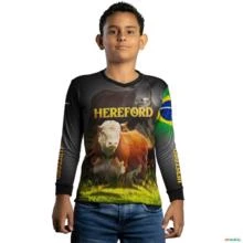 Camisa BRK Agro Raça Hereford com Proteção Solar UV  50+ -  Gênero: Infantil Tamanho: Infantil M