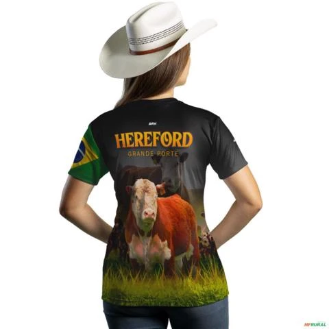 Camiseta Agro Brk Raça Hereford com Uv50 -  Gênero: Feminino Tamanho: Baby Look GG