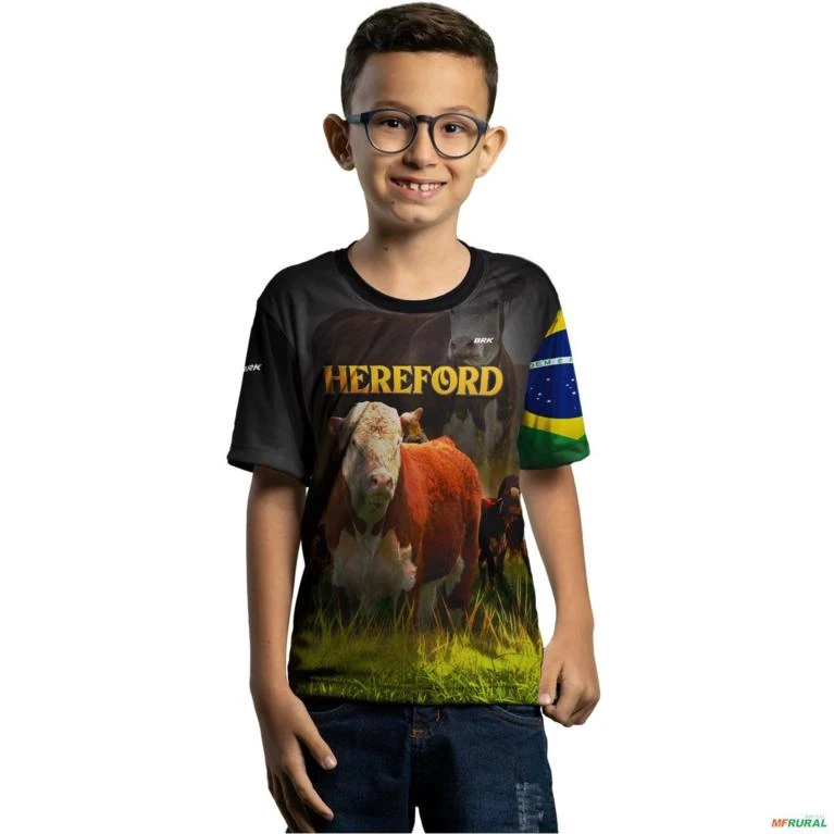 Camiseta Agro Brk Raça Hereford com Uv50 -  Gênero: Infantil Tamanho: Infantil P