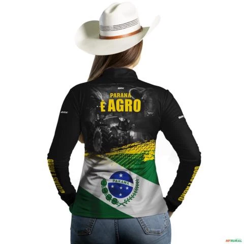 Camisa Agro BRK Paraná é Agro com UV50 + -  Gênero: Feminino Tamanho: Baby Look M