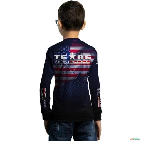 Camisa Agro Brk Bandeira Texas com Uv50 -  Gênero: Infantil Tamanho: Infantil XG