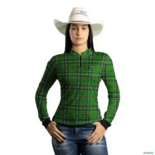 Camisa Country BRK Masculina Xadrez  Verde com UV50 + -  Gênero: Feminino Tamanho: Baby Look P