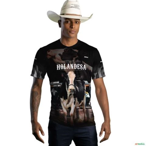 Camiseta Agro Brk Vaca Holandesa com Proteção Solar UV 50+ -  Gênero: Masculino Tamanho: PP