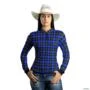 Camisa Country BRK Masculina Xadrez Azul com UV50 + -  Gênero: Feminino Tamanho: Baby Look PP